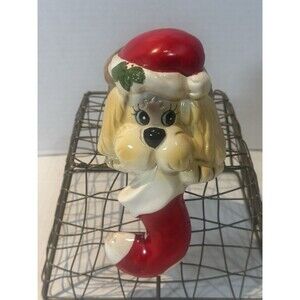 Vintage Puppy Dog Ceramic Stocking Holder 1985